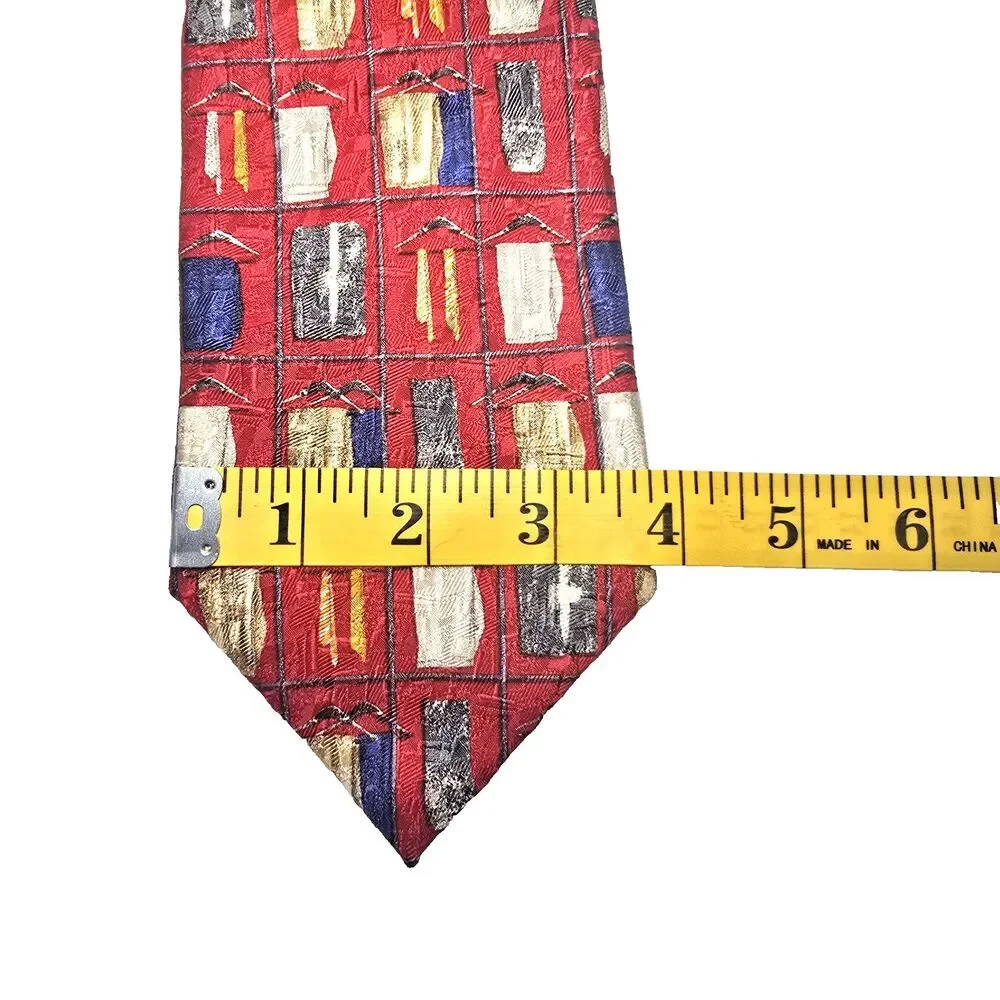 Ermenegildo Zegna 100% Silk Tie - Red Patterned  Made in Italy 63